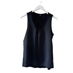 Uniqlo Knit Woven Black Crewneck Mixed Media Sleeveless Women’s Casual S # 1346